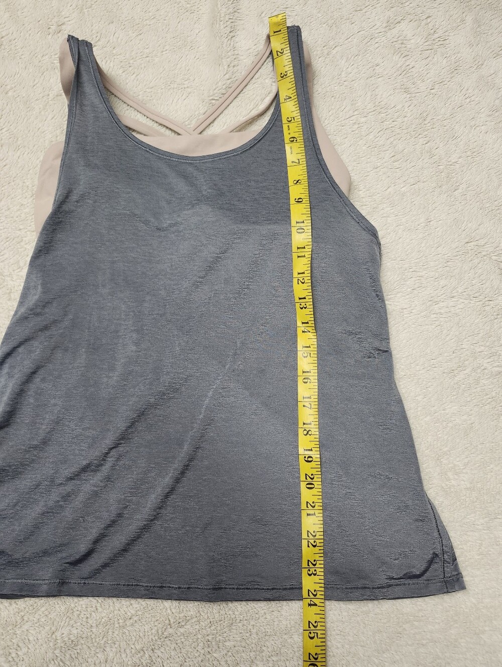 • Lululemon Women's 2 In 1 Sports Bra And Tank Top Sz 6 Gray & Beige Criss Cross - Picture 9 of 10